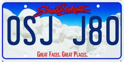 SD license plate 0SJJ80