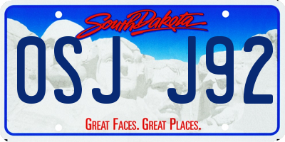 SD license plate 0SJJ92