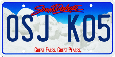 SD license plate 0SJK05