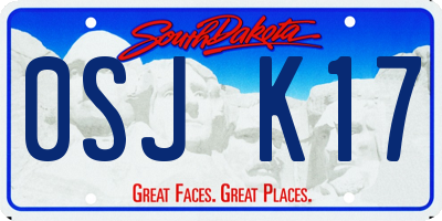 SD license plate 0SJK17