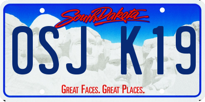 SD license plate 0SJK19
