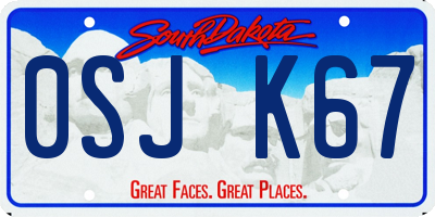 SD license plate 0SJK67