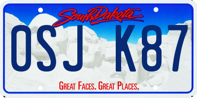 SD license plate 0SJK87
