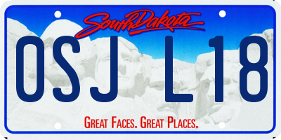 SD license plate 0SJL18