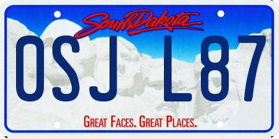 SD license plate 0SJL87