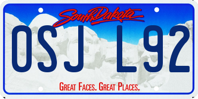 SD license plate 0SJL92
