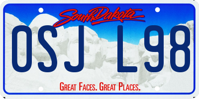 SD license plate 0SJL98