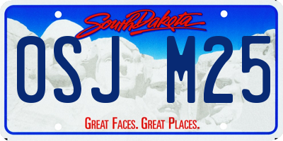 SD license plate 0SJM25