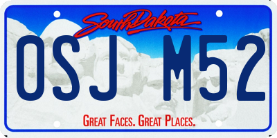 SD license plate 0SJM52
