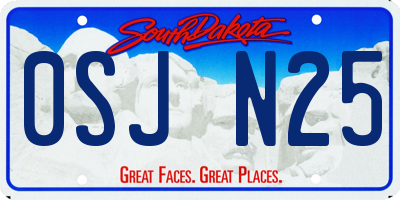 SD license plate 0SJN25