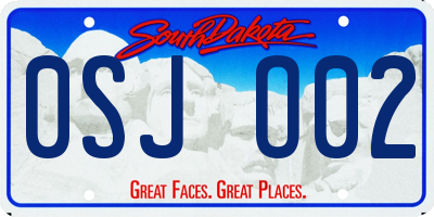 SD license plate 0SJO02