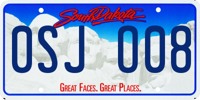SD license plate 0SJO08