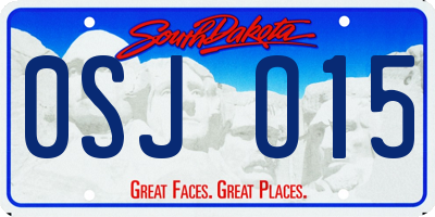 SD license plate 0SJO15