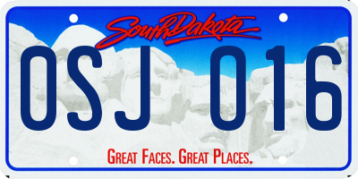 SD license plate 0SJO16