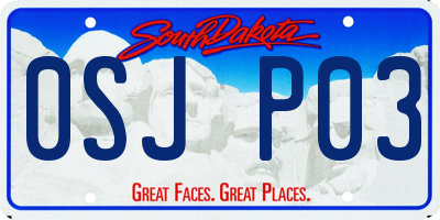 SD license plate 0SJP03