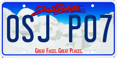 SD license plate 0SJP07