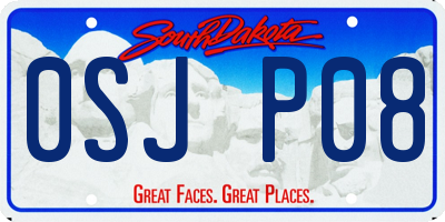 SD license plate 0SJP08