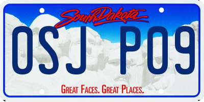 SD license plate 0SJP09
