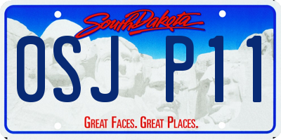 SD license plate 0SJP11
