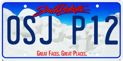 SD license plate 0SJP12