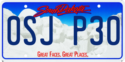 SD license plate 0SJP30