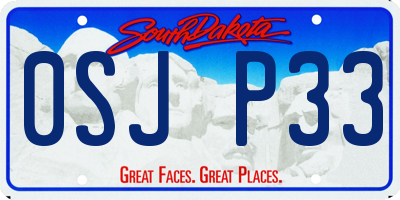SD license plate 0SJP33