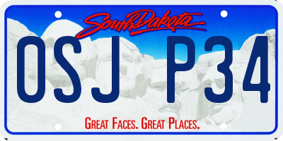 SD license plate 0SJP34