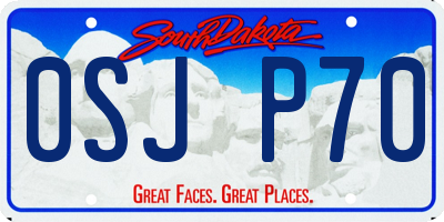 SD license plate 0SJP70