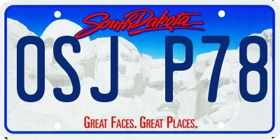 SD license plate 0SJP78