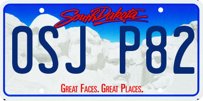SD license plate 0SJP82