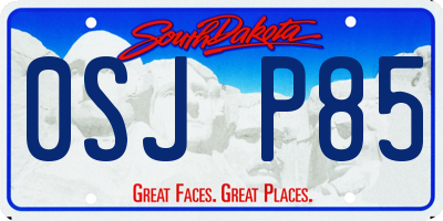 SD license plate 0SJP85