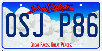 SD license plate 0SJP86
