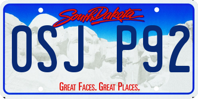 SD license plate 0SJP92