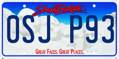 SD license plate 0SJP93