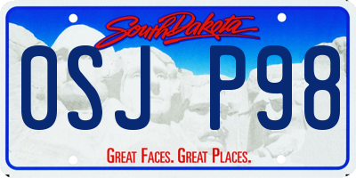 SD license plate 0SJP98