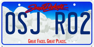 SD license plate 0SJR02