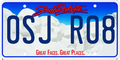 SD license plate 0SJR08