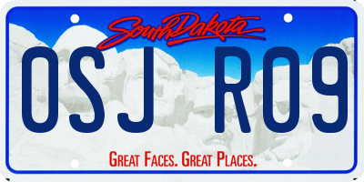 SD license plate 0SJR09