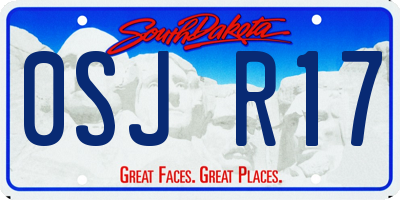 SD license plate 0SJR17