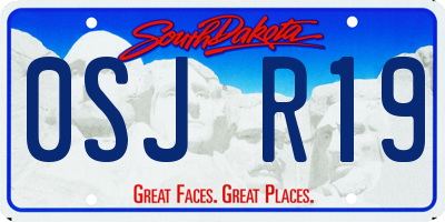 SD license plate 0SJR19
