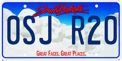 SD license plate 0SJR20