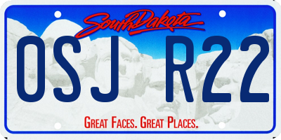 SD license plate 0SJR22