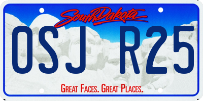 SD license plate 0SJR25