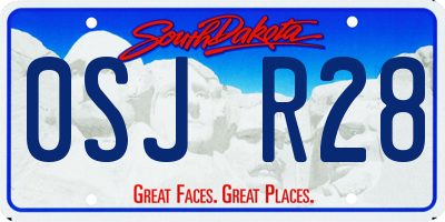 SD license plate 0SJR28
