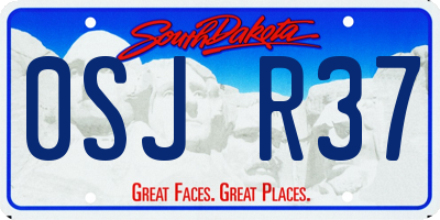 SD license plate 0SJR37