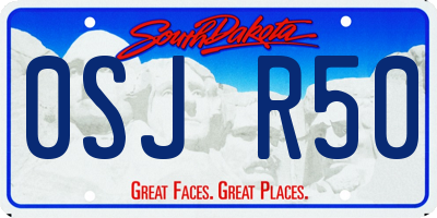 SD license plate 0SJR50