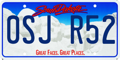 SD license plate 0SJR52