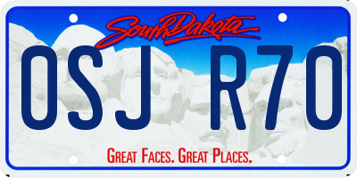 SD license plate 0SJR70
