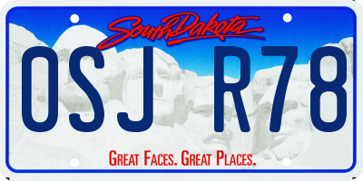SD license plate 0SJR78