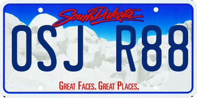 SD license plate 0SJR88